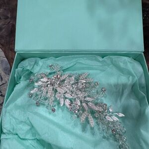 Bridal Silver Crystal Leaf Hair Vine